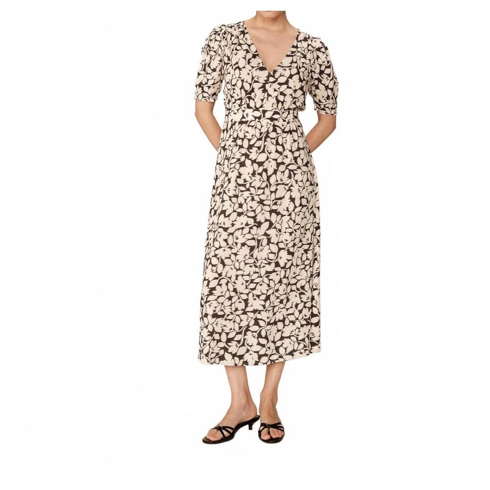 NEW GRACE & MILA poldie short sleeve long dress in black white flower